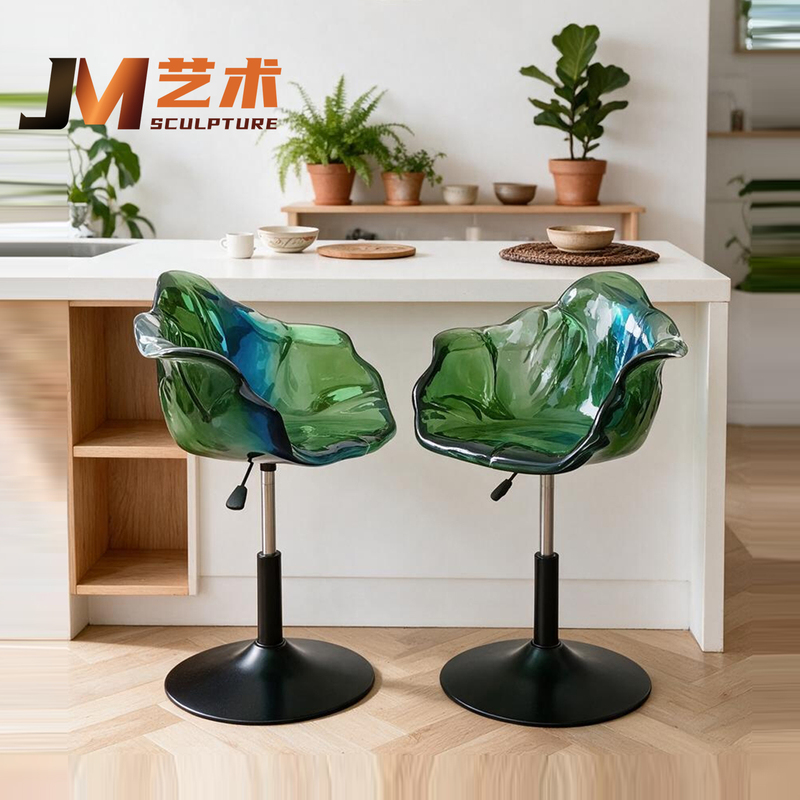 Minimalist Designer Edra Petal Bar Stool Dining Chair, Transparent Resin, Light Luxury, High-End, Suitable for Home and Commercial Use, Adjustable Height