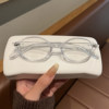 Retro Oval Nerd Glasses for Women, Versatile, High-End, Anti-Blue Light, Plain Glasses, No Makeup, Face-Slimming Glasses Frame