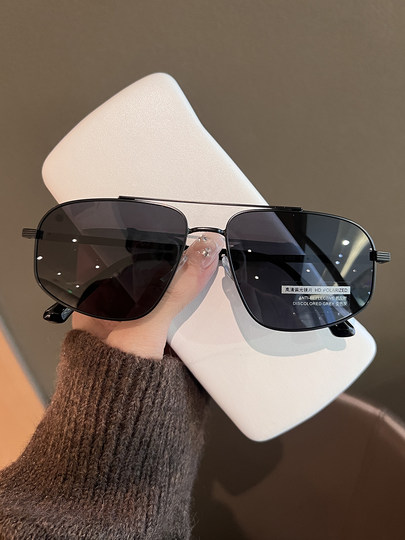 Retro irregular double bridge sunglasses for men 2024 new high-end driving polarized sunglasses with UV protection