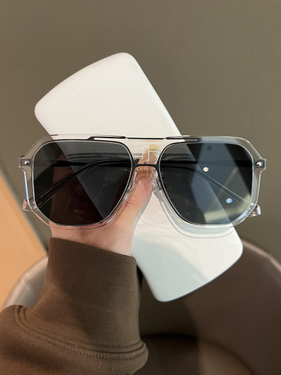 2025 new personalized one-piece large frame slimming sunglasses for men and women, versatile plain sunglasses with concave shape, UV protection