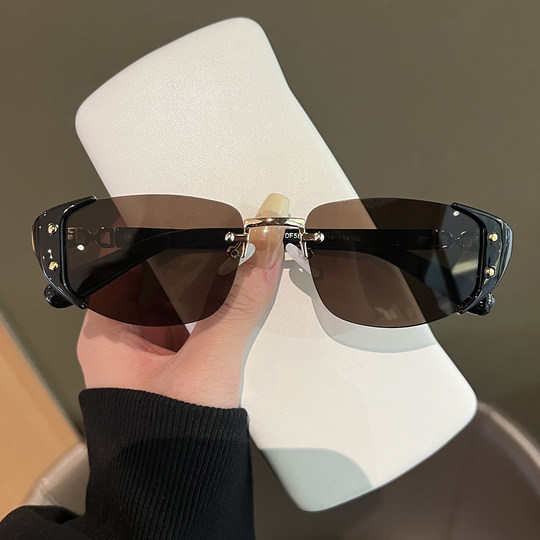 Retro frameless y2k mercury sunglasses for women 2025 new Internet celebrity street photography concave shape sunglasses anti-UV