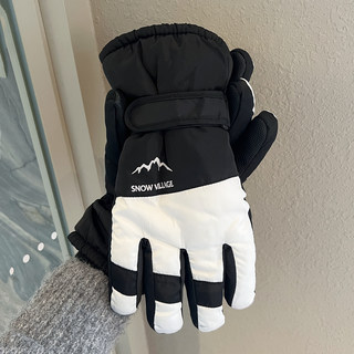 Men's Winter Ski Gloves, Fleece-Lined, Thickened, Warm, Windproof, Cold-Proof, Waterproof, Outdoor Cycling, Motorcycle, Touchscreen, Five-Finger