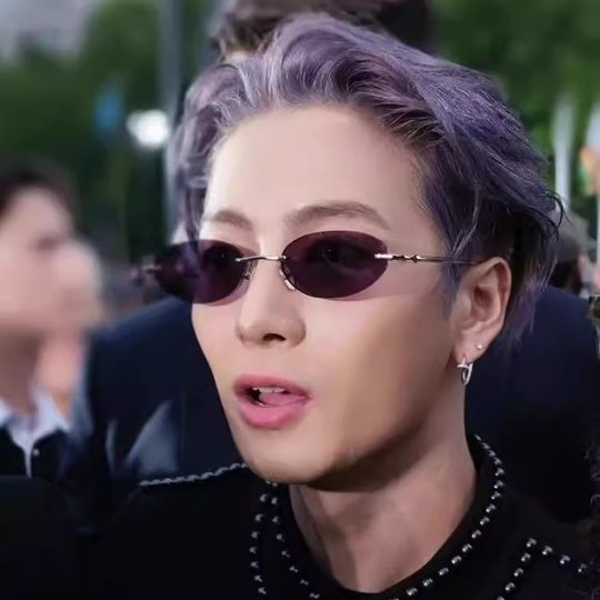 Wang Jiaer's Same Style Purple Rimless Sunglasses for Men and Women, Versatile, High-End, Photo-Taking, Styling, Uv Protection Sunglasses