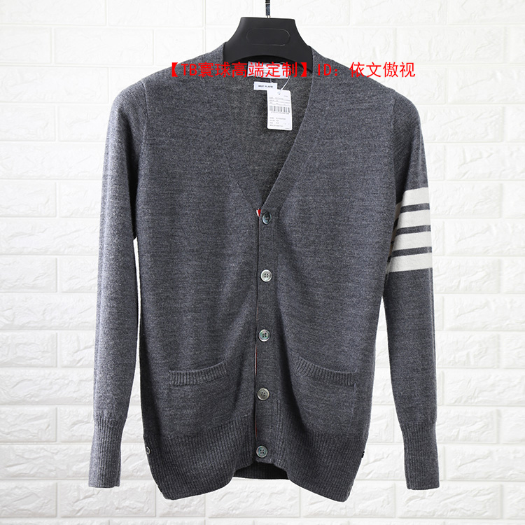 Cao cấp tùy chỉnh mùa xuân và mùa thu mới tinh khiết len ​​tb phong cách áo len áo sơ mi cardigan nam giới và phụ nữ với cùng một chiếc áo len những người yêu thích áo khoác thủy triều