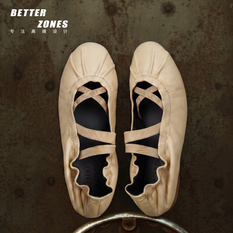 Better/Soft and Comfortable~ Handmade Pleated Cross-Strap Mary Jane Flat Ballet Shoes for Women, Granny Shoes Better/Soft and Comfortable~ Handmade Pleated Cross-Strap Mary Jane Flat Ballet Shoes for Women, Granny Shoes
