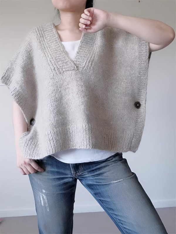 Vera Loose and Casual Style Layered Pullover Sweater Vest, Not a Finished Product