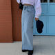 Korean chic spring retro all-match high waist slim high slit design sense curly denim skirt long skirt female