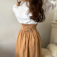 Korean chic French age-reducing doll collar pearl embellished long-sleeved shirt + high waist slimming skirt