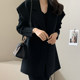 Korean chic autumn and winter retro high-end suit tie waist waist was thin double-sided woolen vest coat women