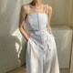 Korean chic French retro zipper design open line wide-leg pants double pocket high waist straight sling jumpsuit women