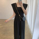 Korean chic summer light and familiar temperament chic square collar design all-match high-waisted wide-leg casual jumpsuit trousers