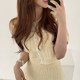 Korean chic summer gentle round neck single-breasted short knitted sweater + high waist hip skirt short skirt suit