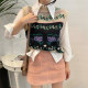 Korean chic age-reducing retro haze blue pointed collar long-sleeved shirt + jacquard waistcoat knitted vest vest women