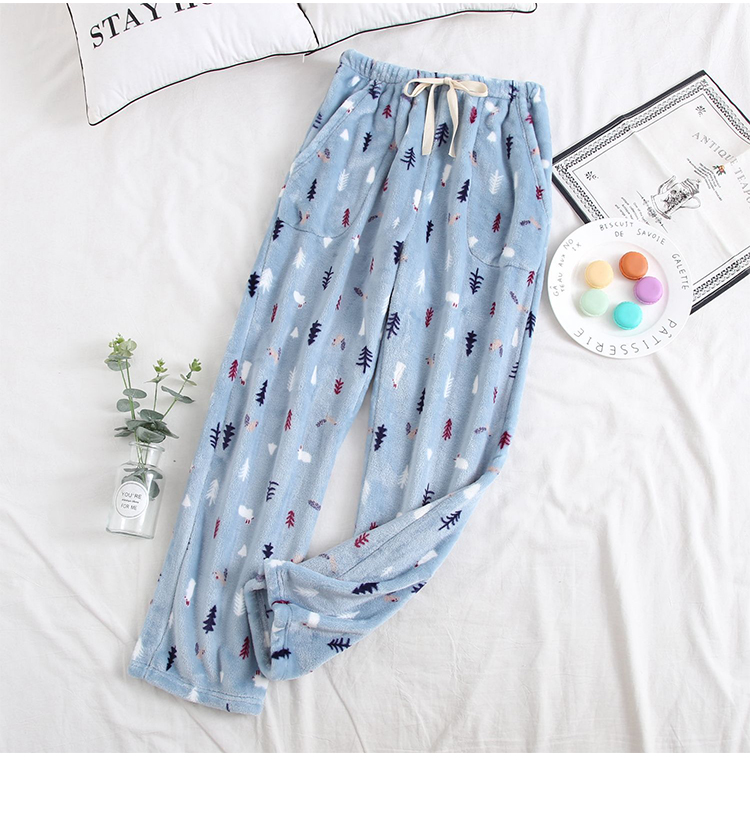 TTIITT / ba cây, quần ngủ, mùa thu đông của phụ nữ, flannel mới, ngọt ngào và thoải mái, dày, kích thước lớn, quần nhà, phụ nữ quần mặc nhà unisex