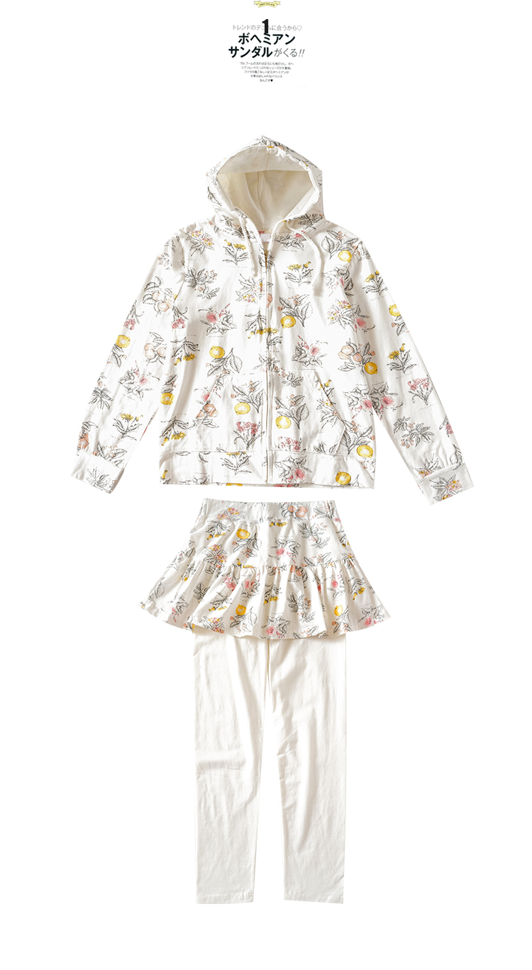 TTIITT / ba bộ đồ ngủ nữ mùa thu và mùa đông cotton ngọt ngào in mũ trùm đầu quần áo nữ phục vụ nhà đồ bộ mặc nhà