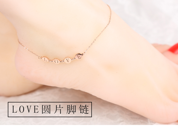 Phiên bản 2017 mới của Hàn Quốc của vàng hồng màu vàng chân nữ chuỗi đôi chuông đơn giản chân học sinh chuỗi titan lắc chân vàng pnj