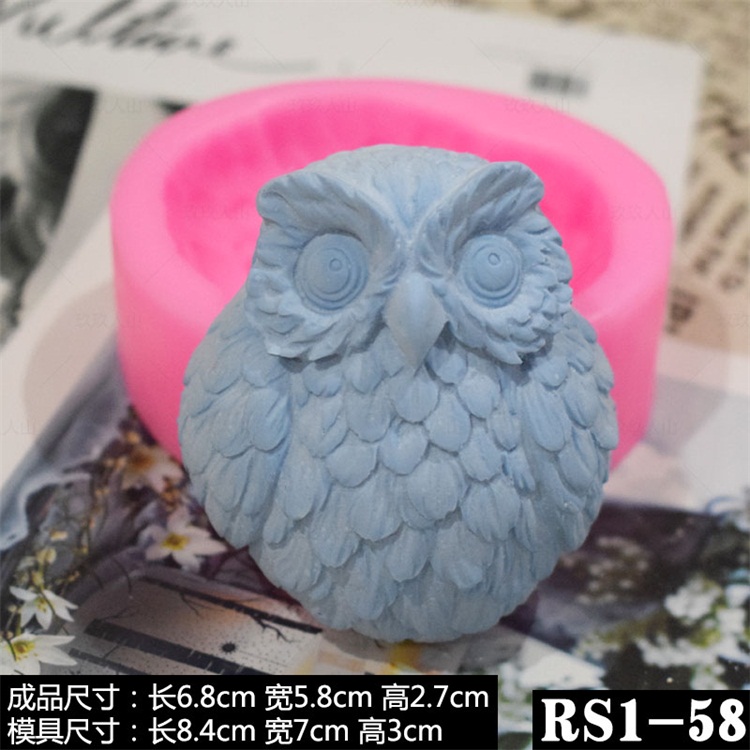 Phong cách Bắc Âu cú ba chiều nến thơm nến silicone khuôn DIY tự làm xà phòng hương liệu thạch cao lây lan khuôn đá khuôn bánh flan