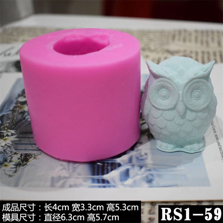 Phong cách Bắc Âu cú ba chiều nến thơm nến silicone khuôn DIY tự làm xà phòng hương liệu thạch cao lây lan khuôn đá khuôn bánh flan
