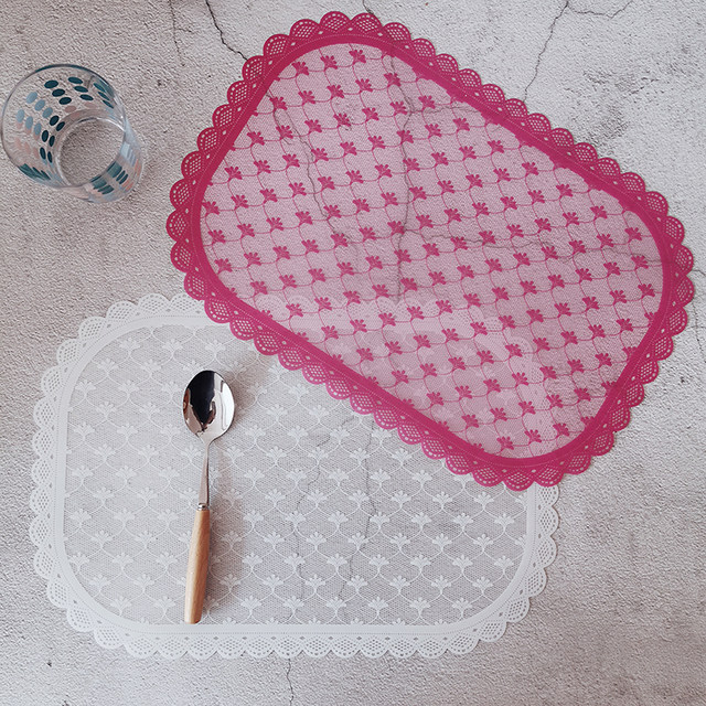 Export Korean creative simple lace waterproof pp placemat ins style tableware mat table mat pink girl heart free shipping