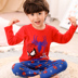 Childrens đồ ngủ mùa xuân và mùa thu chàng trai bông lót Spider-Man quần áo mùa thu quần quần áo mùa thu thiết mùa xuân màu đỏ nam. 