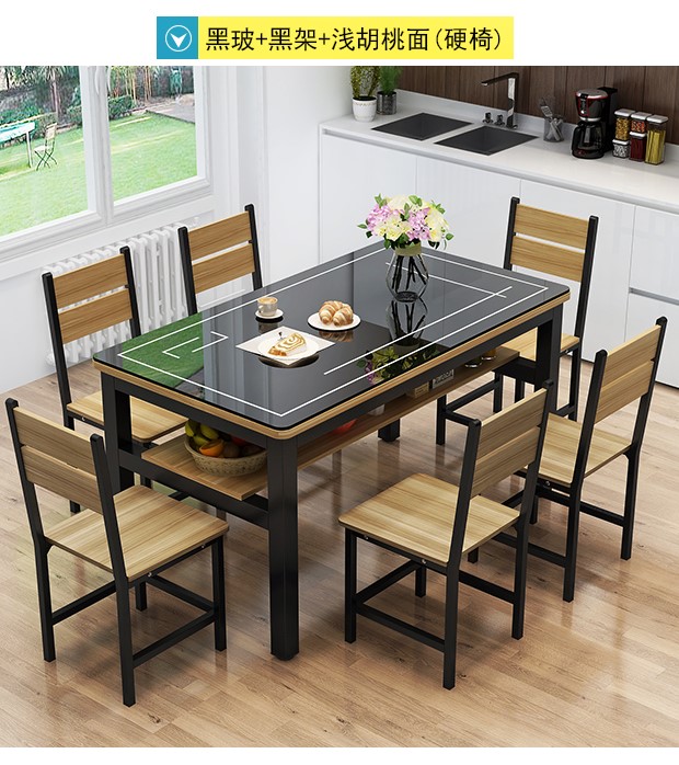 Phòng ăn kết hợp tối giản hiện đại căn hộ nhỏ 4 người 6 người hình chữ nhật đôi kính cường lực nhà máy cung cấp trực tiếp - Bàn bàn ngồi bệt gấp gọn