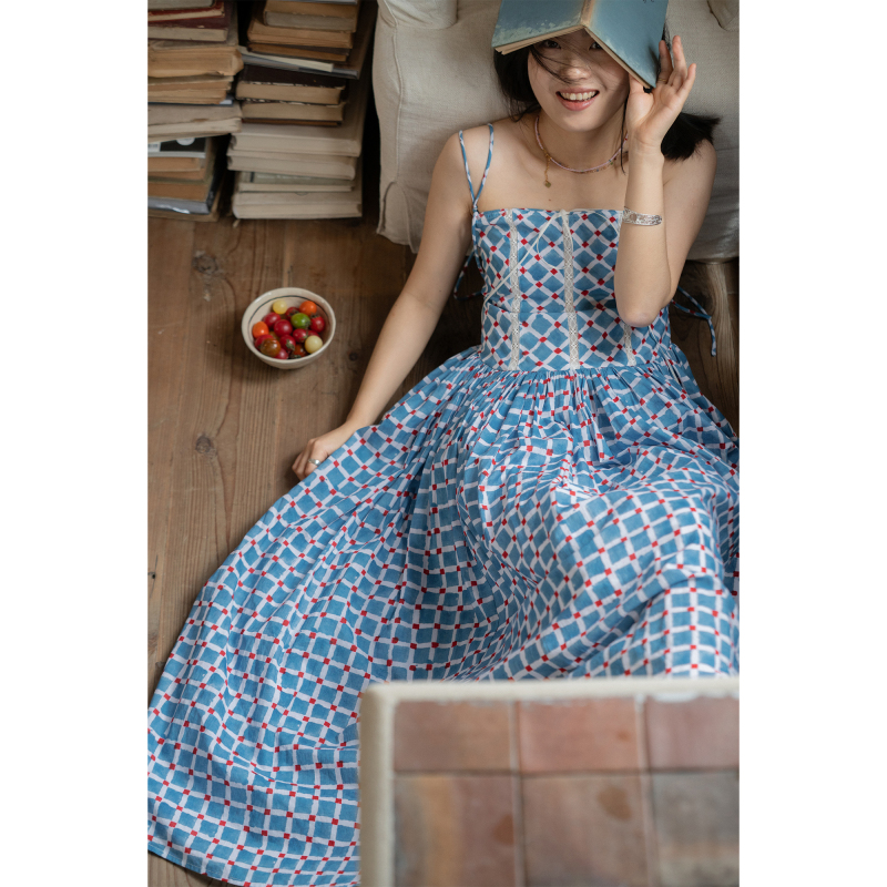 Dingdongma/Summer/Handmade Rope Adjustable Shoulder Strap/Classic Waistline Suspender Dress Dingdongma/Summer/Handmade Rope Adjustable Shoulder Strap/Classic Waistline Suspender Dress