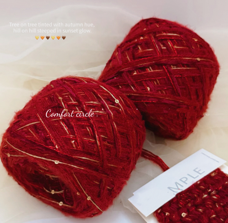 Handmade Yarn Sparkling in New Year Red, Get Rich Immediately, Small Chanel-Style Woven Hand-Mixed Yarn LAOSHU
