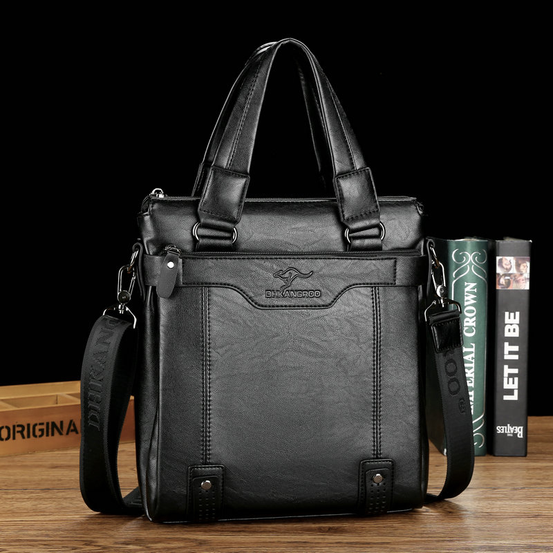 Emgrand kangaroo men's handbag men's shoulder messenger bag soft leather vertical trend men's backpack business briefcase