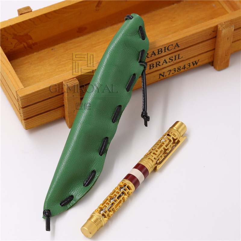 Sheepskin single leather pen sleeve pen protective sleeve signature pen pen bag pea pod creative pen sleeve pen bag