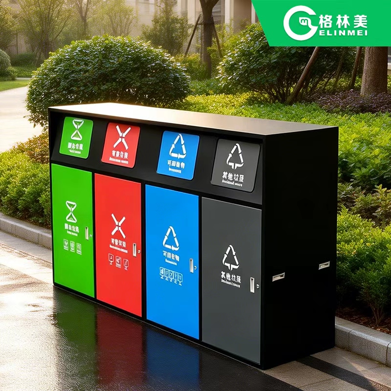 Large Trash Can with Large Capacity of 240L, Stainless Steel, Commercial Use, Outdoor Sanitation, Outdoor Public Area Trash Bin