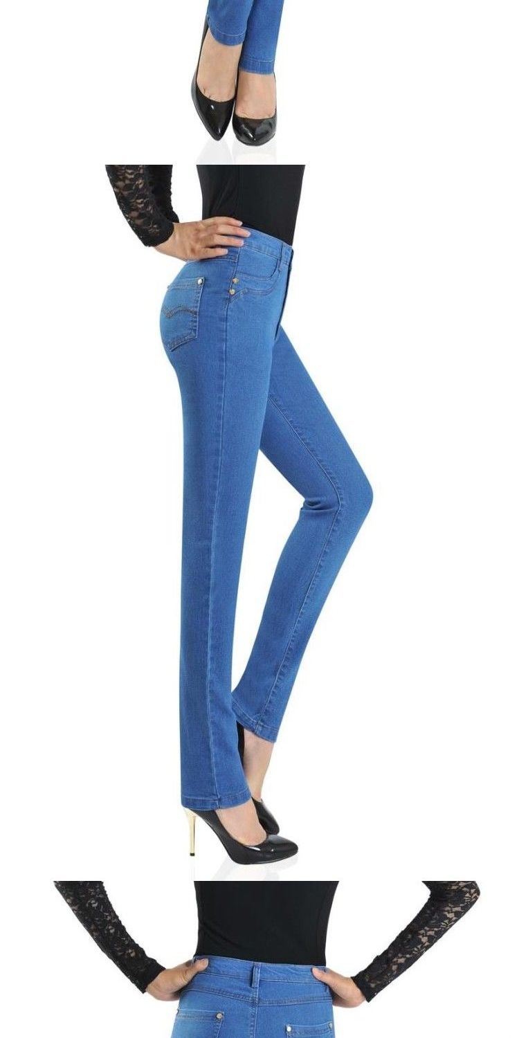 Mùa thu đông mới quần jeans trung niên quần nữ trung niên eo cao quần lọt khe cộng với quần nhung mẹ quần quần giả váy