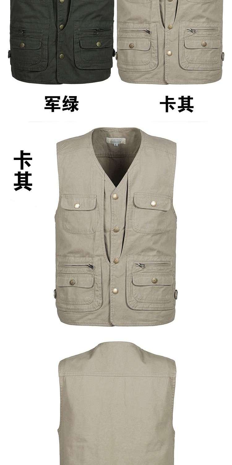 Đàn ông trung niên nhiều túi mùa xuân và mùa hè vest cha tải phần cotton câu cá áo vest chụp ảnh du lịch áo vest trung niên