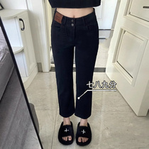 150 small submicro fat girl wearing lap 70% slim straight tube smoke tube high waist elastic jeans spring 80% 9