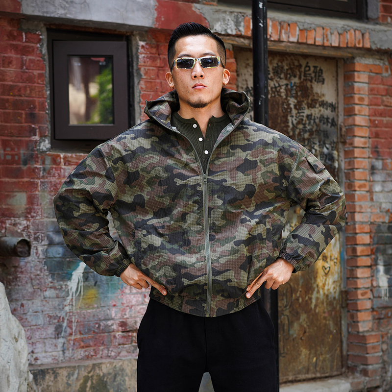 Camouflage Sun Protection Clothing, Camouflage Sun Protection Jacket, Loose-Fitting Summer Quick-Drying American Retro Style