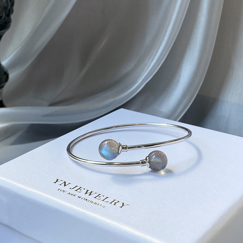 Original moonstone 925 silver bracelets for young women opening sterling silver bracelets light luxury exquisite INS small design sense