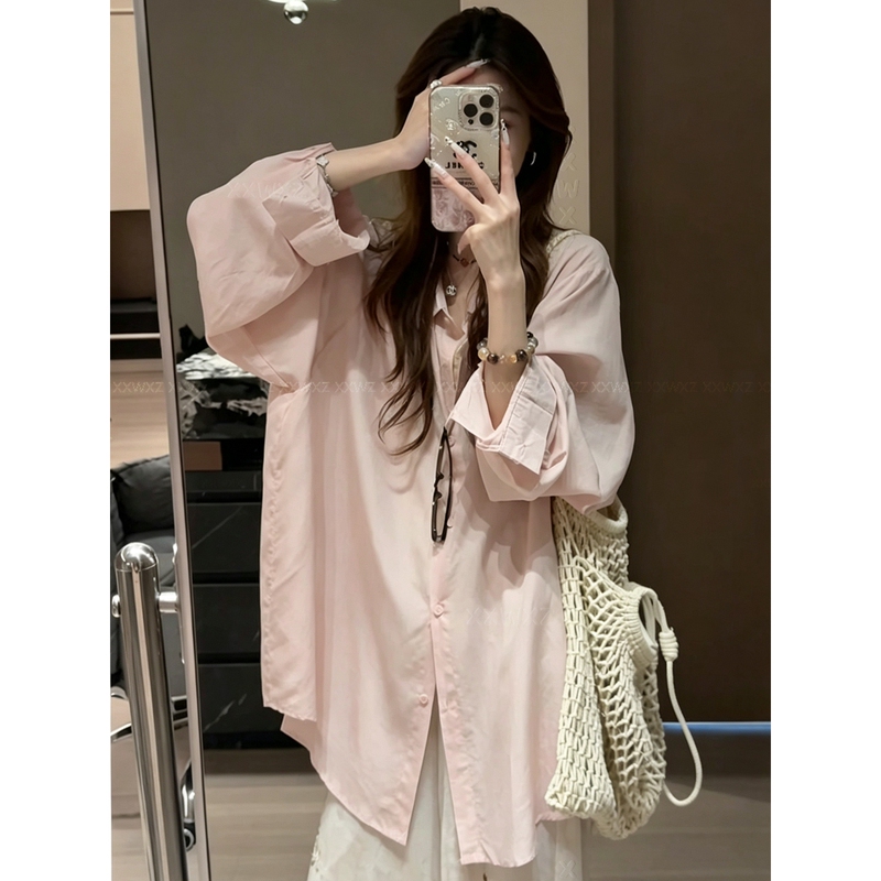 Korean Dongdaemun Early Autumn New Casual Style Loose Breathable Versatile Silhouette Lazy Style Shirt Top