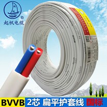 Qifan cable BVVB2*2 5 flat 2 core sheathed wire National standard home improvement air conditioning hard wire white 100 meters