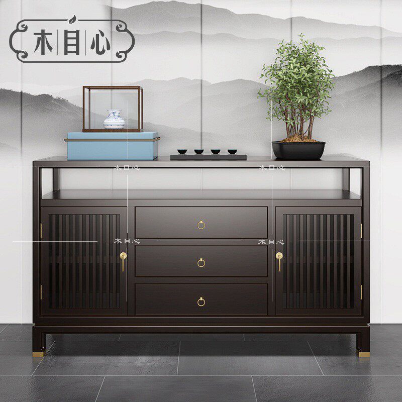 With drawer New Chinese solid wood dining side cabinet door Hall Hyun Closing Cabinet Shoes Cabinet Side Cabinet Storage cabinet Bookable furniture-Taobao