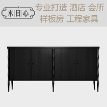  New Chinese side cabinet Solid wood retro locker cupboard Living room wall porch cabinet Tea cabinet Kitchen dining cabinet