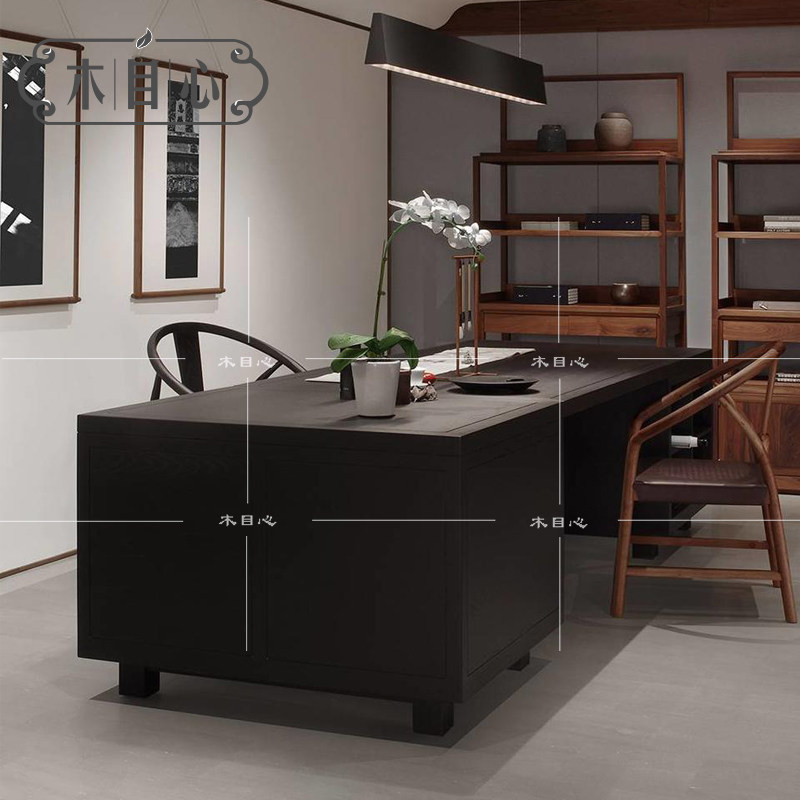 New Chinese furniture large classroom painting Chinese solid wood desk desk writing desk modern study furniture solid wood desk chair
