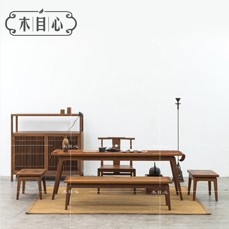 New Chinese style Zen Kung Fu tea table ash wood solid wood tea room furniture tea table and chair combination tea making calligraphy table
