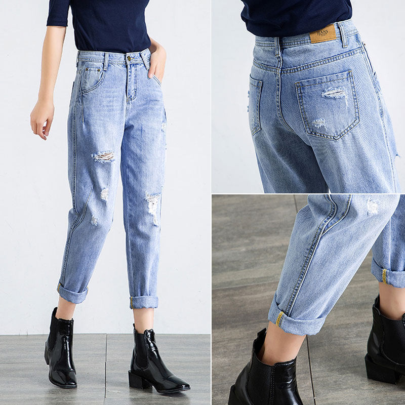 Daddy's daughter loose 2023 summer thin high waist straight tube red nine points Harlen jean carrot pants