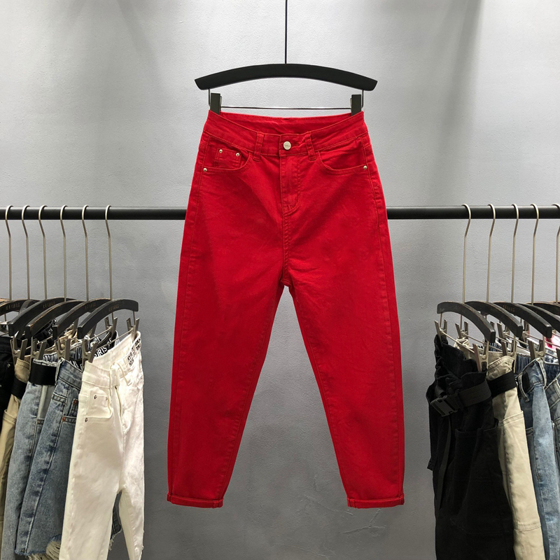 2026 Spring and Autumn New Red Jeans for Women, High-Waisted Harem Style, Slimming, Loose, Plus Size, Petite, Dad Pants 2026 Spring and Autumn New Red Jeans for Women, High-Waisted Harem Style, Slimming, Loose, Plus Size, Petite, Dad Pants