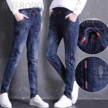 Tightness waist jeans Womens spring autumn 2020 new high waist black loose casual display slim lengthened Harun pants big code