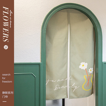 Japanese-style door curtain fabric partition curtain Kitchen decoration household Morandi hanging curtain Bathroom free hole blocking half curtain