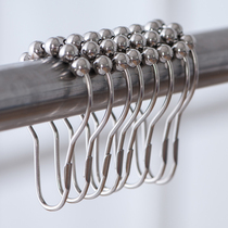 Muye ball hanging ring Stainless steel metal hook Copper five beads shower curtain hook hanging ring Large hook gourd hook