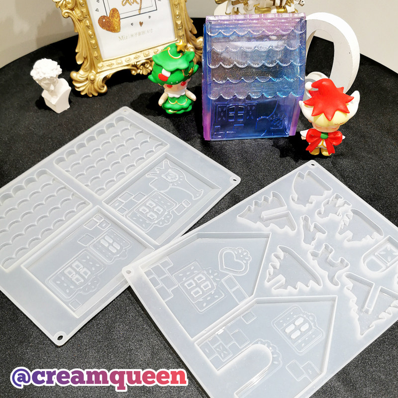 Christmas Dream Lodge Suit Mirror Silicone Gel Die DIY Drop Glue Plaster Candle Decoration Background Scene