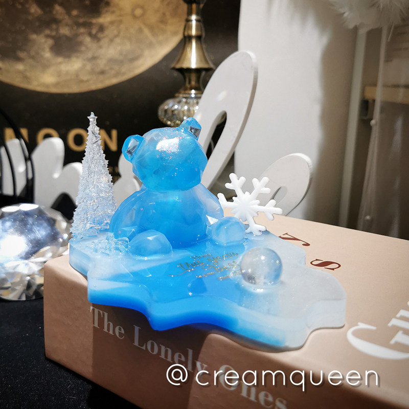 3D three-dimensional section large sitting posture geometric bear silicone mold DIY crystal glue aromatherapy gypsum bear