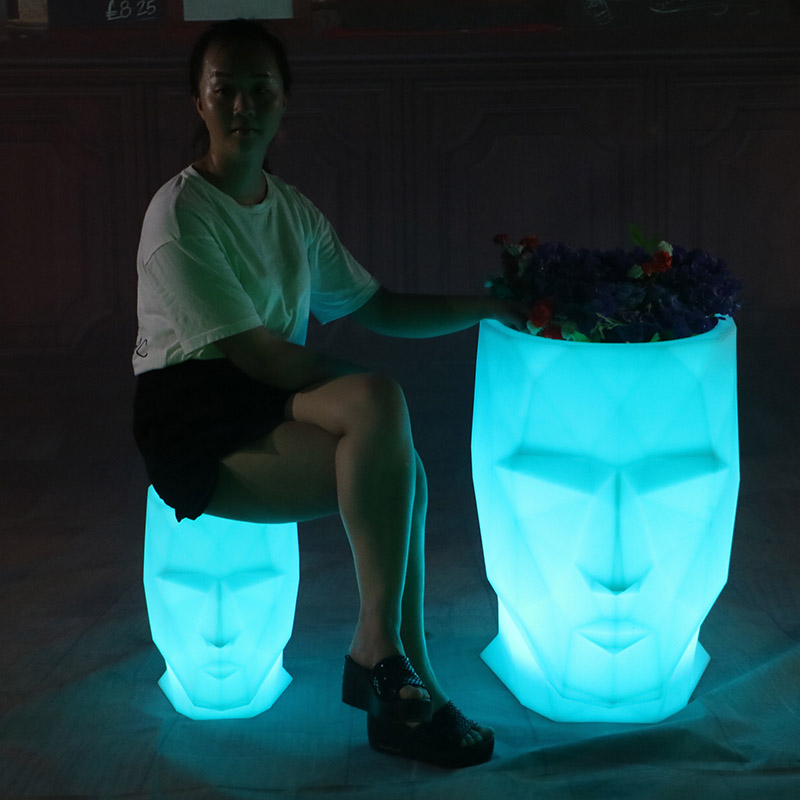 LED creative luminous head stool lamp colorful luminous flowerpot garden balcony villa decoration stool flowerpot