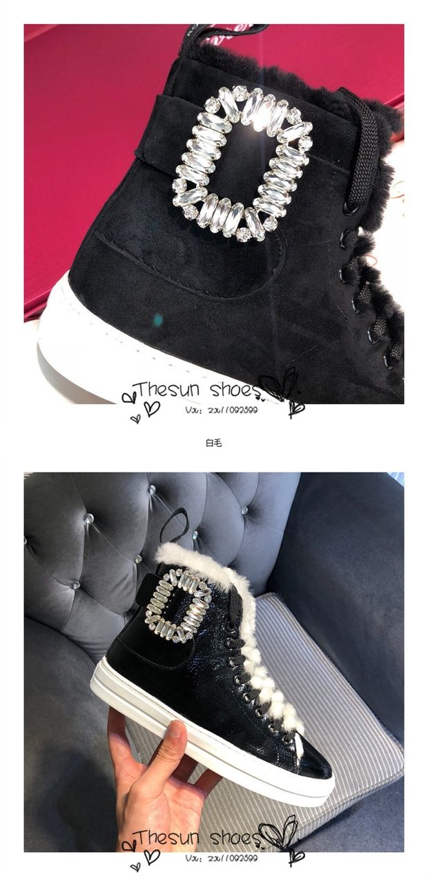 18 dây đeo rv mới với khóa rhinestone giày len cao cấp thường xuyên cộng với da lộn nhung hoang dã giày lông ấm áp phụ nữ giày biti's nữ giảm giá